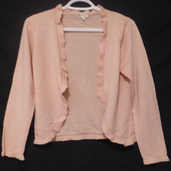 Women's Pink Ruffled Cardigan - Picture 1 of 9